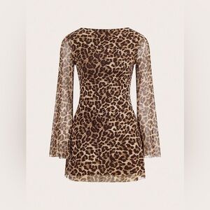 Women’s Leopard Print Long Sleeve Dress